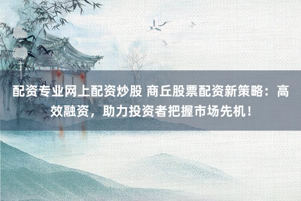配资专业网上配资炒股 商丘股票配资新策略：高效融资，助力投资者把握市场先机！