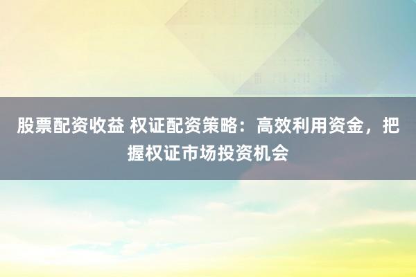 股票配资收益 权证配资策略：高效利用资金，把握权证市场投资机会