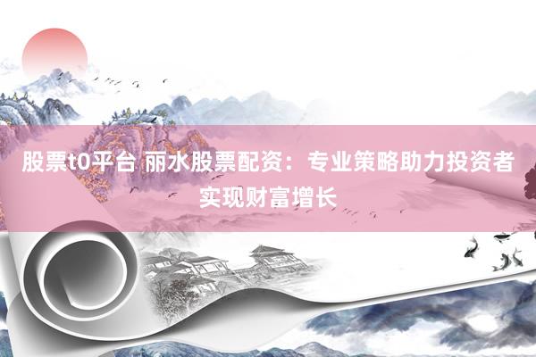股票t0平台 丽水股票配资：专业策略助力投资者实现财富增长