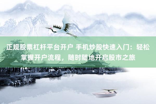 正规股票杠杆平台开户 手机炒股快速入门：轻松掌握开户流程，随时随地开启股市之旅