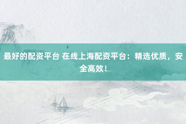 最好的配资平台 在线上海配资平台：精选优质，安全高效！