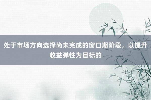 处于市场方向选择尚未完成的窗口期阶段，以提升收益弹性为目标的