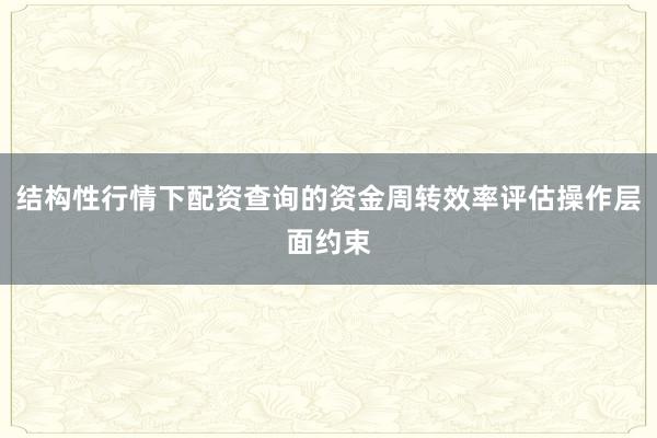 结构性行情下配资查询的资金周转效率评估操作层面约束